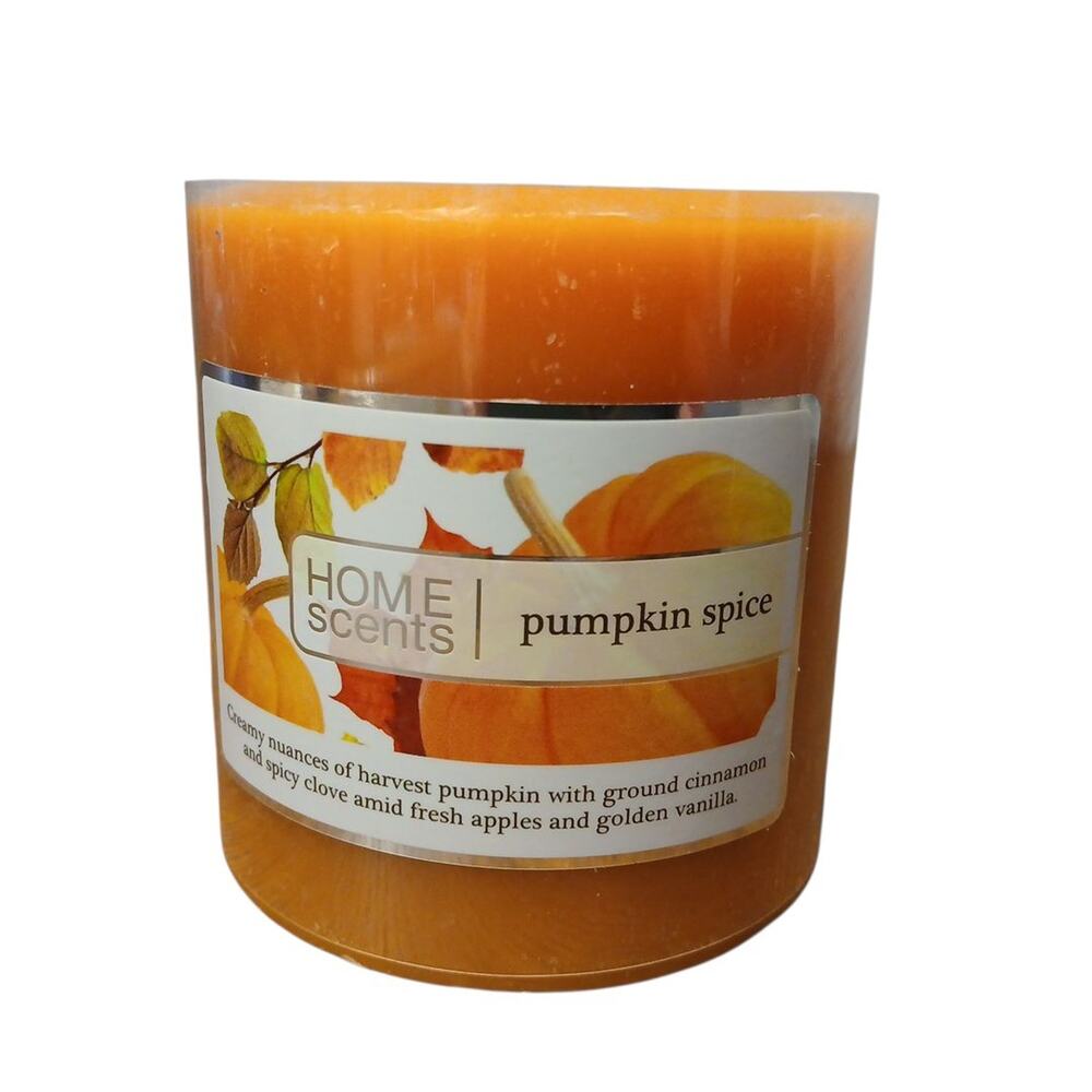 Chesapeake Bay Candle Home Scents Pumpkin Spice Orange Pillar Candle New‎ 3”x3”